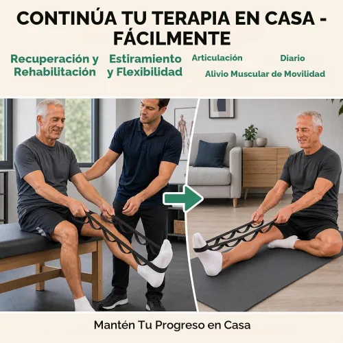 Vista 3 de TECEUM Stretching Strap with 10 Loops for Physical Therapy & Rehab Negro