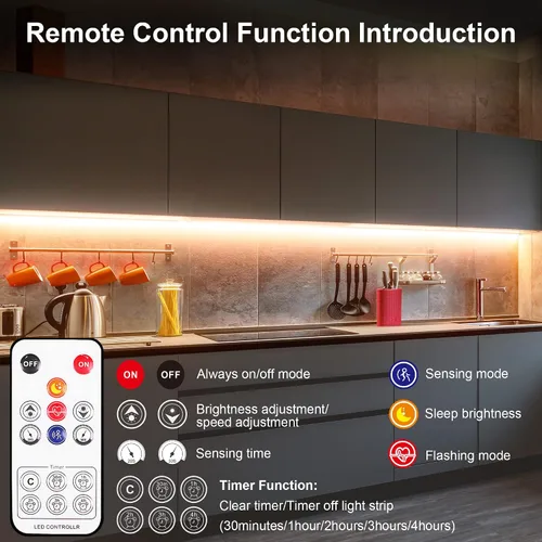 Vista 4 de LAFULIT Kit de luces para debajo del gabinete con sensor de movimiento