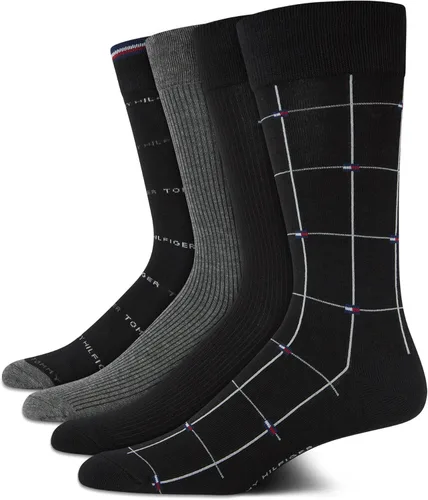 Vista 17 de Tommy Hilfiger Mens 4 Pack Dress Crew Socks Comfort Stretch Socks Negro