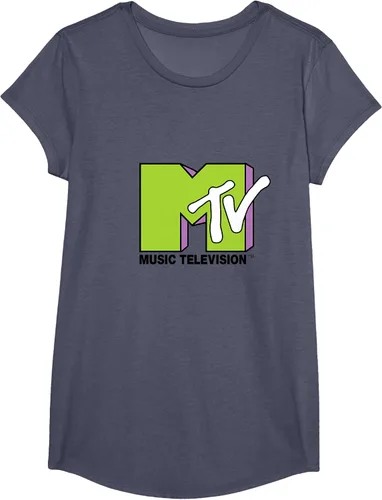 Vista 13 de Camiseta de tratamiento de relleno con logotipo MTV verde lima y morado, Negro, S Azul Marino
