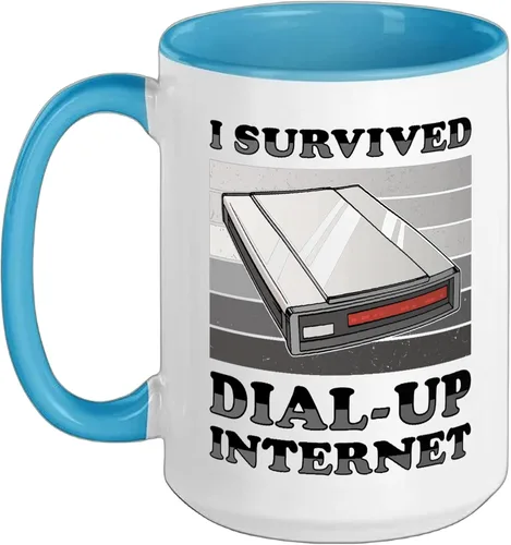Vista 10 de 90s Nostalgia Retro 90s Dial Up Internet Vintage Ceramic Mug, Black/White, 11oz