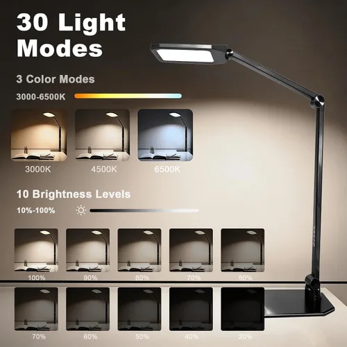 Vista 2 de NS Lámpara de escritorio LED profesional con control remoto, luz regulable CRI95+ para cuidado de los ojos, temperatura de color ajustable de 3000K