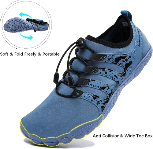Vista 5 de YESMOLA Mens Water Shoes Beach Barefoot Shoes Wide Toe Five Finger Swim Aqua Shoes for Pool Fishing River Surfing