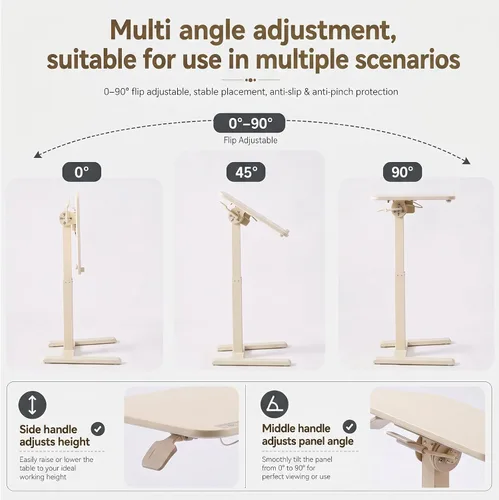 Vista 5 de Escritorio con ruedas para niños, 24 x 16 pulgadas, ajustable Blanco crema
