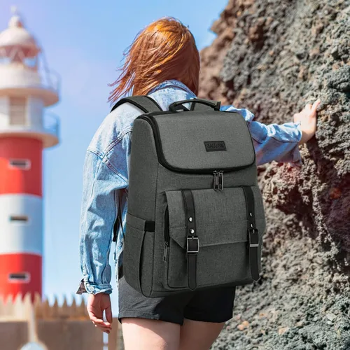 Vista 7 de Mochila de trabajo para laptop para mujeres y hombres, mochila de viaje de 15.6 pulgadas, elegante mochila para profesores, mochila casual