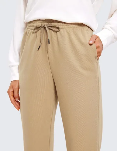 Vista 4 de CRZ YOGA Pantalones deportivos de cintura alta para mujer, pantalones de algodón grueso con bolsillos, pantalones deportivos casuales de descanso