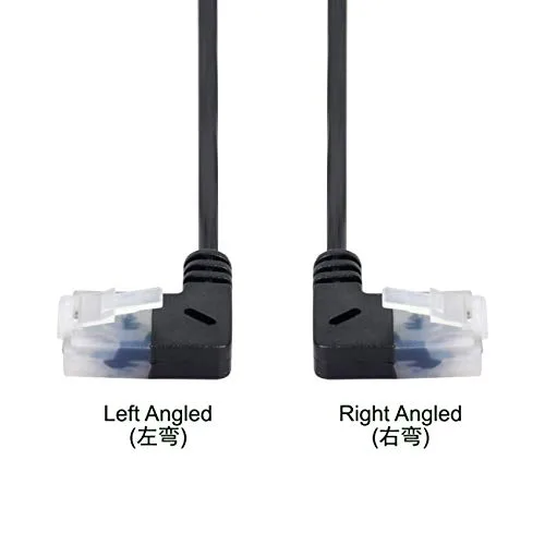 Vista 4 de Cablecc Cable Ethernet Cat6 ultra delgado RJ45 de izquierda a derecha en ángulo de 9.8 in UTP Cable de conexión de 90 grados Cat6a LAN para portátil