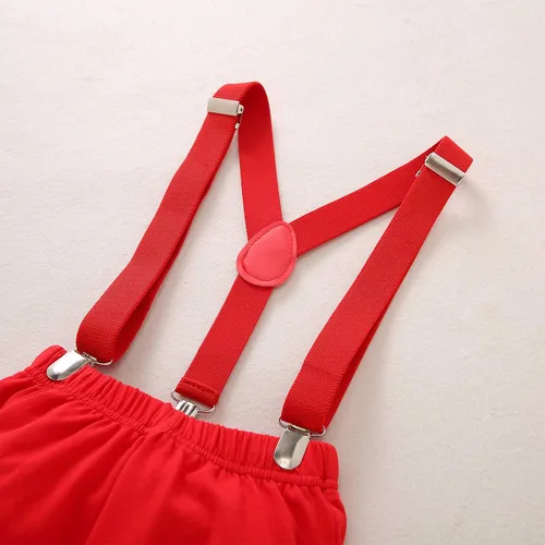 Vista 42 de IDOPIP Traje formal para bebé niño para el primer cumpleaños de Cake Smash con corbatín y tirantes y pantalones cortos para sesión de fotos