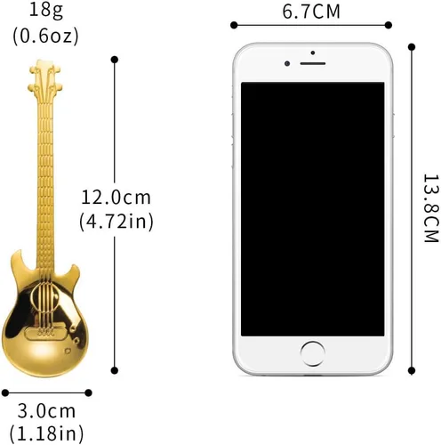 Vista 2 de Juego de cucharas de guitarra de acero inoxidable, cucharas de café Demitasse para expreso, 5 unidades Solike