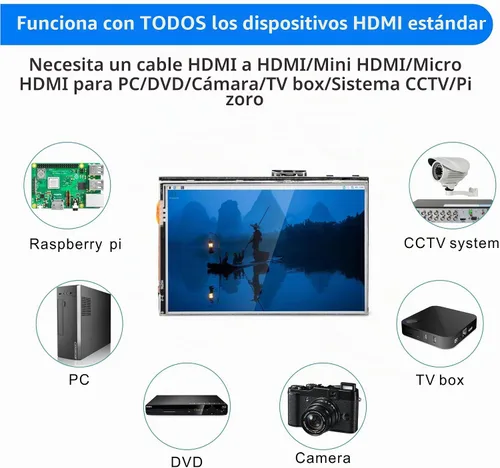 Vista 8 de OSOYOO 3.5 "HDMI LCD pantalla táctil para Raspberry Pi 5 4 3 2 con lápiz óptico