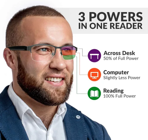 Vista 5 de Gafas de lectura progresivas con borde de metal para hombre