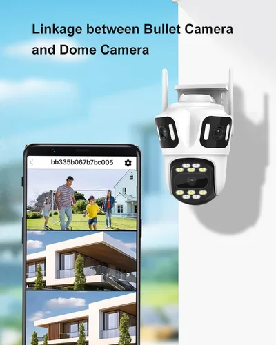 Vista 2 de Cámara de seguridad para exteriores de triple lente WiFi de 9 MP, tres cámaras en una, panorámica/inclinación de 360°, seguimiento automático
