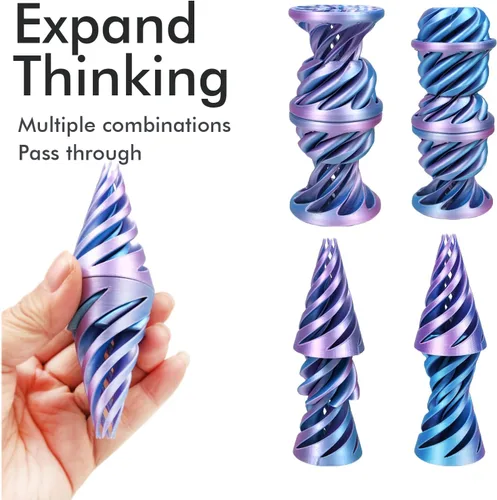Vista 4 de Escultura Imposible Pirámide Pase 3D Impresa, Juguete para Ansiedad de Cono, Imposible Cilindro Alivio de Ansiedad, Imposible Pase Mágico