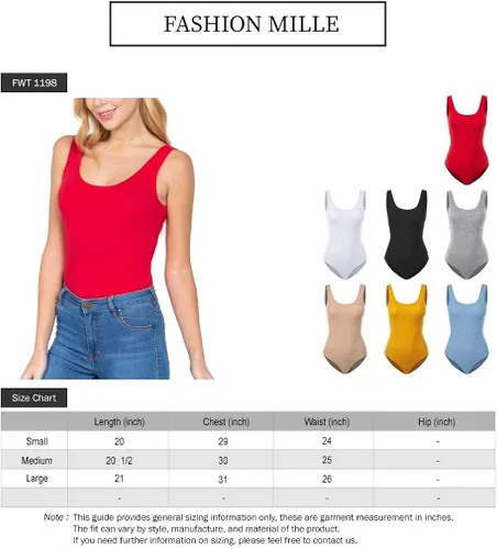 Vista 7 de FashionMille Body de algodón elástico sin mangas con cuello redondo para mujer