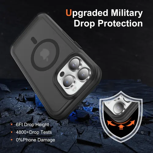 Vista 3 de Funda MagSafe a prueba de golpes anticaídas para iPhone 14 Pro (5 en 1) con protector de pantalla de vidrio antiespía, protector de lente de cámara