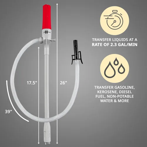 Vista 4 de Bomba de transferencia de combustible automática DEWAY con parada automática, 3 veces más potente, funciona con batería D, manguera extralarga