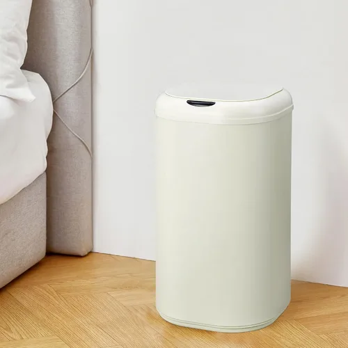 Vista 6 de Basurero de cocina con sensor de movimiento de 8 galones, cubo de basura automático sin contacto con tapa, cubo de basura cilíndrico de acero