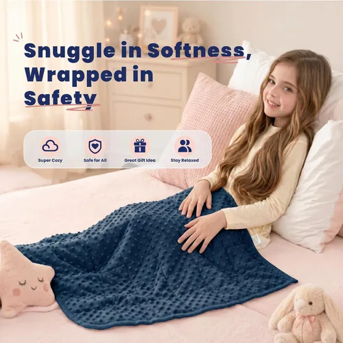 Vista 6 de Huloo Sleep Manta para niños, 20 x 30 pulgadas, 2 libras (azul marino)