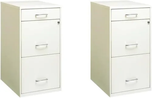 Vista 11 de Scranton & Co Archivador de metal con 3 cajones, 27.32 pulgadas de alto x 14.25 pulgadas de ancho x 18.00 pulgadas de profundidad, acabado blanco