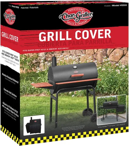 Vista 8 de Char-Griller® Cubierta de poliéster duradera para parrilla y ahumador con material impermeable, forro de PVC y diseño extensible en negro, 46