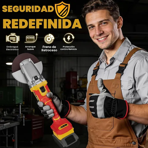 Vista 2 de Ecarke Amoladora de cabeza plana compatible con batería DeWalt de 20 V, 4-1/2 a 5 pulgadas, 11000 RPM, sistema de seguridad múltiple