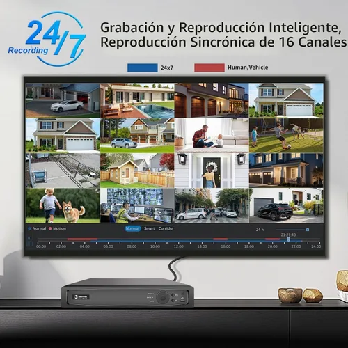 Vista 6 de Anpviz Sistema de cámara de seguridad PoE de 16CH 4K comercial, 16 piezas H.265+ con cable de 8MP cámaras IP al aire libre con micrófono, visión