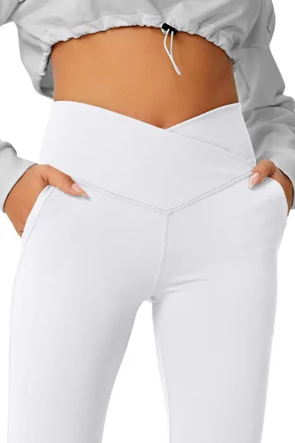 Vista 92 de HEGALY Pantalones de yoga acampanados para mujer, leggings cruzados, suaves, de cintura alta, pantalones casuales de entrenamiento con corte de bota