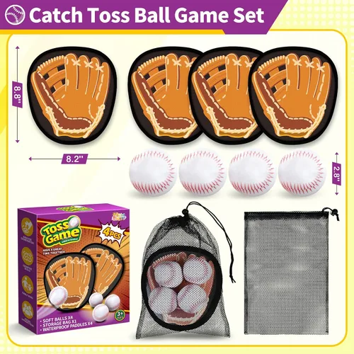 Vista 6 de SpringFlower Juego de atrapar y lanzar, juguete deportivo al aire libre para niños pequeños, juego de pelota de palo para atrapar bolas, regalos