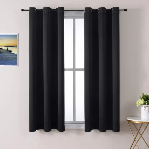 Vista 18 de ChrisDowa - Cortinas cortas para ventana de 40 pulgadas para dormitorio - Cortinas cortas con ojales y aislamiento térmico para oscurecer