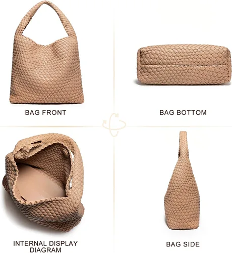 Vista 6 de Bolso tejido monederos y bolsos, bolso tejido de cuero vegano para mujer, bolso de mano tejido bolso de hombro bolso con asa superior con monederos..