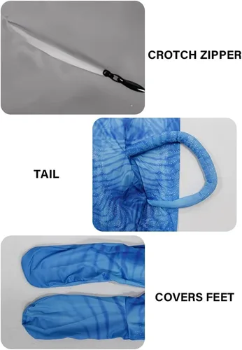 Vista 65 de Disfraz de animal para hombre con estampado de cola grande, overol peludo de elastano para cosplay, fiesta de Halloween