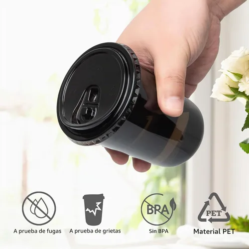 Vista 3 de 100 juegos de vasos de plástico desechables de 16 onzas sin tallo con tapas para sorber sin pajilla, tazas de café PET transparentes para café