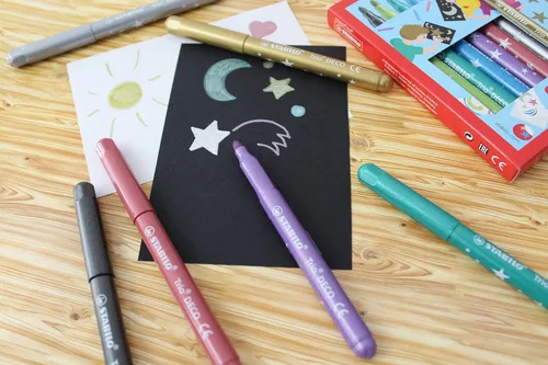 Vista 4 de STABILO Bolígrafo con punta de fibra metálica Trio Deco - Pack de 8 - Colores surtidos