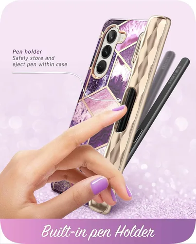 Vista 5 de i-Blason Cosmo - Funda para Samsung Galaxy Z Fold 5 con soporte para bolígrafo, protector de pantalla integrado, protección de bisagra, 3 fundas