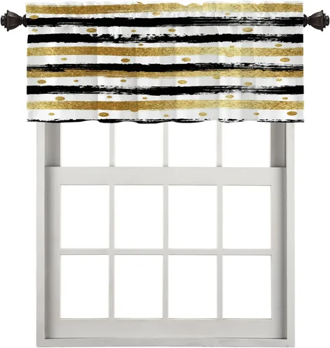 Vista 64 de Cortinas opacas de poliéster multicapa para cafetería, con diseño de diamantes, 2 unidades, 26 x 24 pulgadas