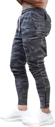 Vista 2 de MECH-ENG Pantalones deportivos para hombre Active Tack Jogger Fitness Pantalones ajustados con bolsillos con cremallera