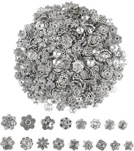 Vista 15 de FEBSNOW Alrededor de 160 cuentas espaciadoras, estilo Bali, mezcla de plata tibetana y oro antiguo para pulseras, collares, aretes, suministros