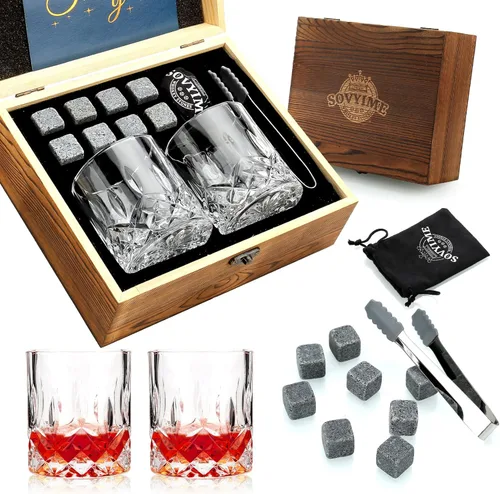 Vista 7 de Regalos de Whisky para Hombre, Juego de Vasos de Whisky de 2, Piedras de Whisky enfriadoras de Granito, Regalos de Bourbon para Hombre, Regalos