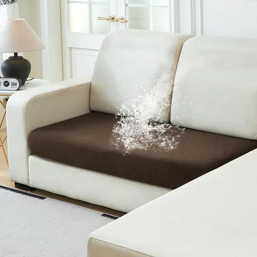 Vista 29 de NAISI Fundas de cojín impermeables de tela de terciopelo grueso lavable, 1 pieza, fundas individuales para sofá modular con parte inferior elástica