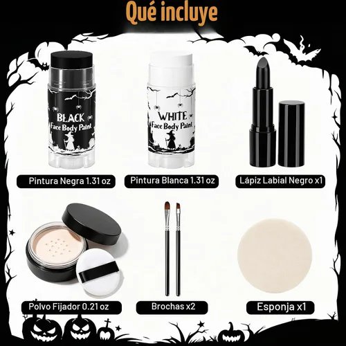 Vista 2 de Black & White Oil Face Body Paint Washable Halloween Cosplay Makeup
