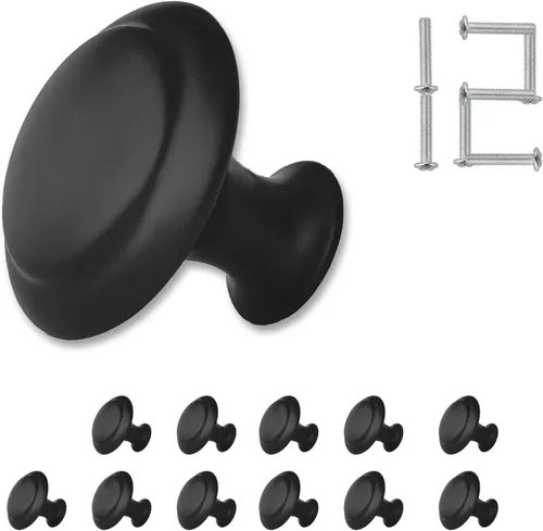 Vista 6 de 6 pomos negros para cajones de tocador, perilla moderna de 1.2 pulgadas para armarios y cajones