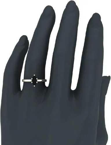 Vista 2 de Anillo de compromiso solitario de diamante negro de 34 quilates, corte marquesa, oro de 14 quilates