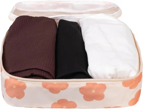 Vista 4 de Jadyn Juego de 6 cubos de embalaje grandes para maleta, bolsa de lona, equipaje, artículos esenciales de viaje de varios tamaños (margarita)