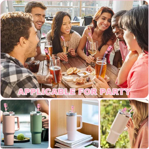 Vista 5 de AUAUY 4 fundas de popote para taza Stanley de 40 onzas y 30 onzas, puntas de popote reutilizables de 0.4 pulgadas/0.394 in, accesorios lindos