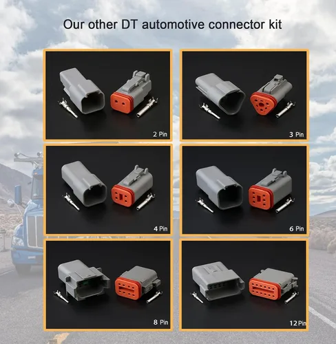 Vista 6 de Kit de conectores a granel DT, conectores de 2P, 3P, 4P, 6P, 8P y 12P, conector de cable impermeable DT de 12 pares, kit de conector de enchufe