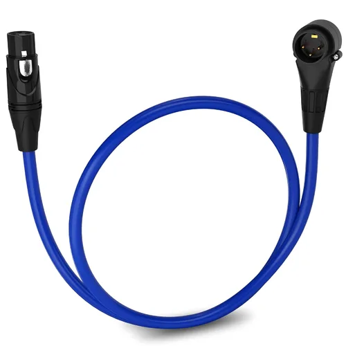 Vista 79 de LyxPro Cable de micrófono XLR hembra a macho de ángulo recto de 3 pines de 1.5 pies para altavoces amplificados, interfaz de audio, rendimiento