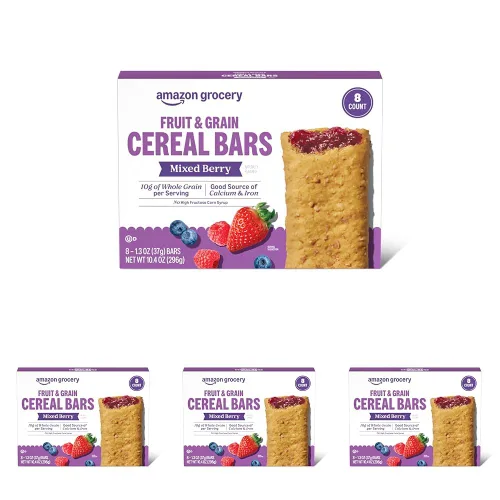 Vista 6 de Marca Amazon – Barras de cereales de frutas y cereales Happy Belly, bayas mixtas, 8
