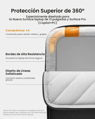Vista 4 de tomtoc Funda protectora giratoria de 360 para portátil de 13 pulgadas para el nuevo Surface Pro 11th, Copilot+PC 2024, Surface Pro 10/9/8/X