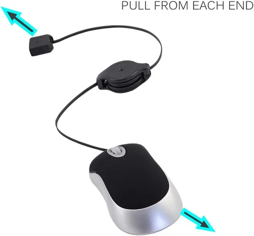 Vista 5 de elec Space Paquete de 2 mini ratones ópticos de viaje - Ratón de bolsillo pequeño para computadora portátil y computadora (negro+rojo)