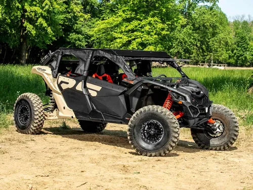 Vista 8 de SuperATV Primal Soft Cab - Puertas superiores para Can-Am Maverick X3 MAX 2017+ Resistente al agua, desgarros, rayos UV Ventanas de vinilo